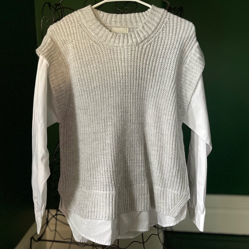 Pink Rose Sweater Vest and Shirt